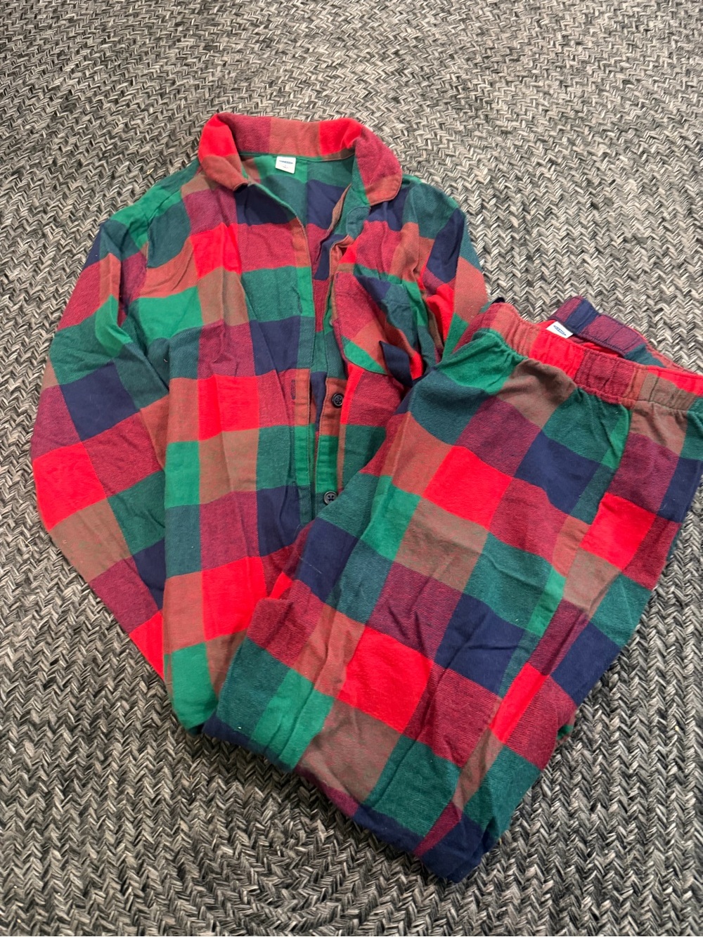 Old Navy Plaid Flannel Pajama Set - Red, Green, Navy